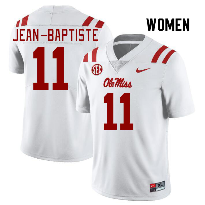 Women #11 Jeremiah Jean-Baptiste Ole Miss Rebels College Football Jerseys Stitched Sale-White